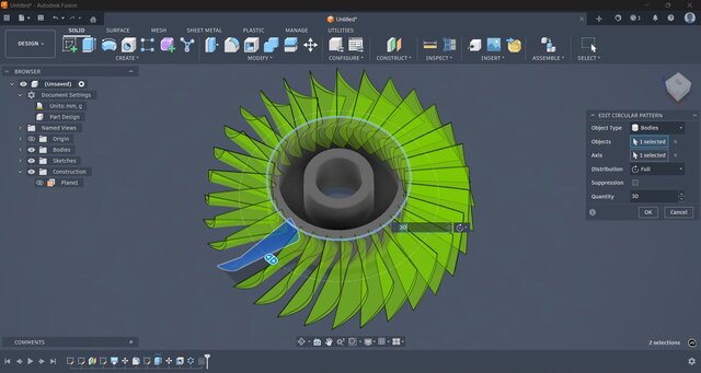 3D model of Parametric Turbine Impeller – Fusion 360