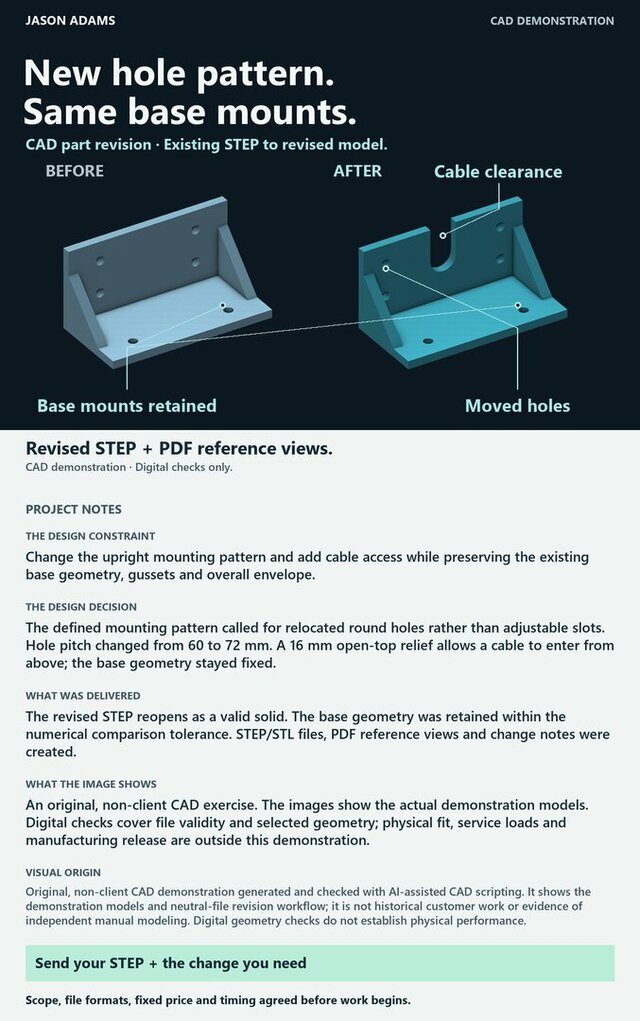 Bracket CAD Revision — Hole Pattern & Cable Clearance – image 2 of 2
