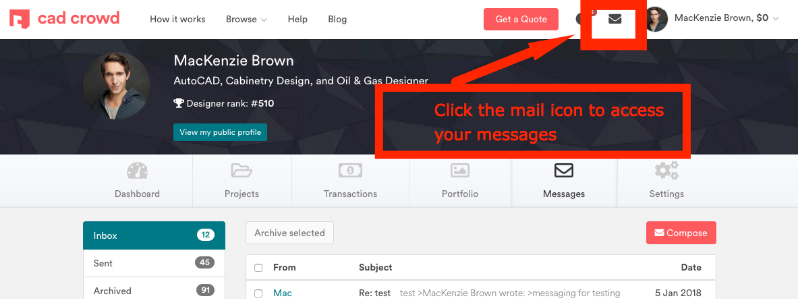 Access Your Private Messages on Cad Crowd | Cad Crowd Access Your Private Messages on Cad Crowd