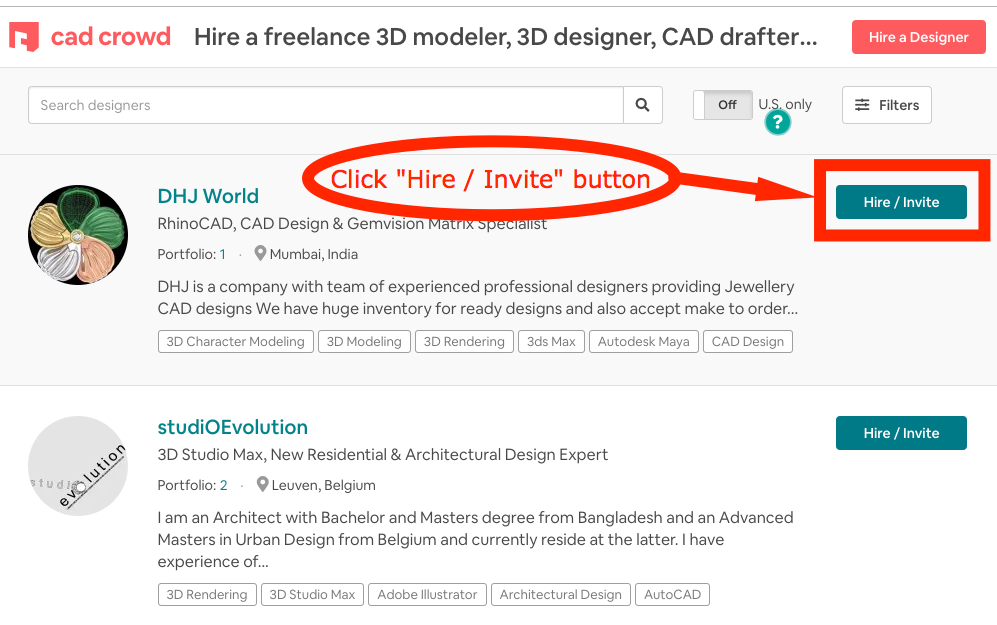 Hire or invite CAD designers and engineers