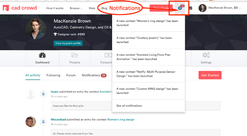 User Notifications and Alerts | Cad Crowd User Notifications and Alerts