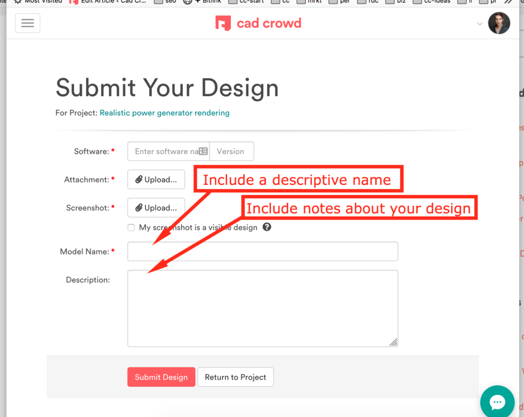 design submission notes | Cad Crowd design submission notes