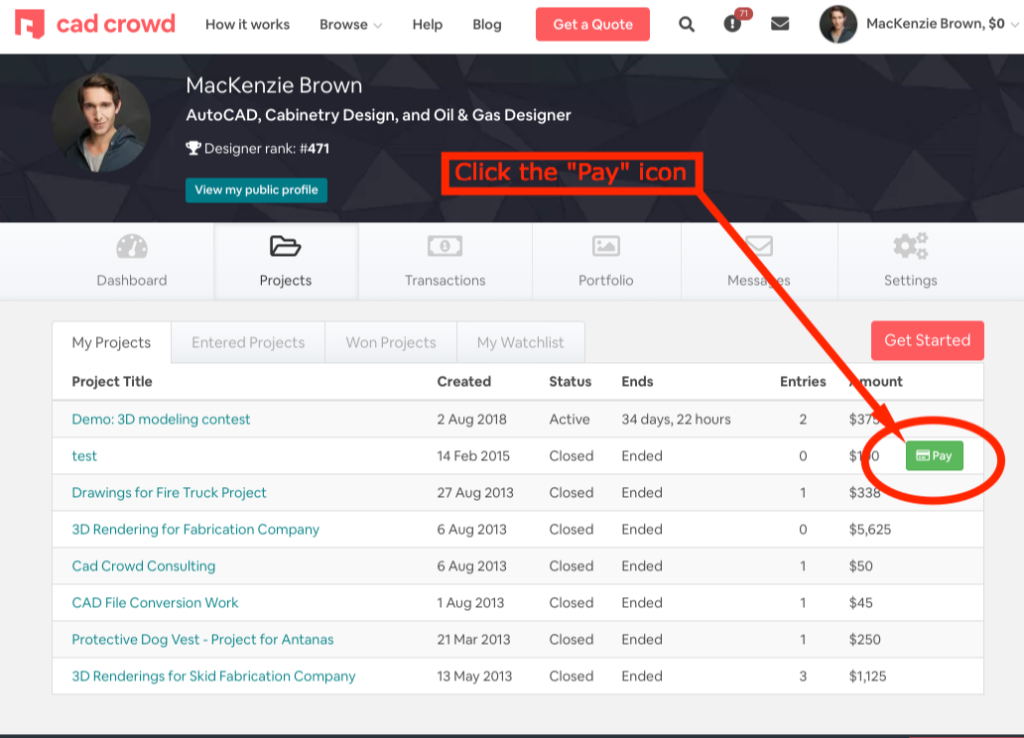 Make a payment on your 1-to-1 project | Cad Crowd Make a payment on your 1-to-1 project