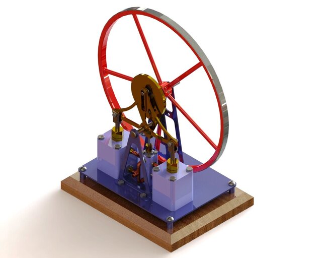 VERTICAL-TWO-CYLINDER-SEE-SAW-STEAM-ENGINE | Cad Crowd VERTICAL-TWO-CYLINDER-SEE-SAW-STEAM-ENGINE