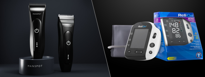 The-image-shows-two-MANSPOT-electric-trimmers-on-the-left-and-a-ReliOn-blood-pressure-monitor-in-its-box-on-the-right-1 | Cad Crowd The-image-shows-two-MANSPOT-electric-trimmers-on-the-left-and-a-ReliOn-blood-pressure-monitor-in-its-box-on-the-right-1