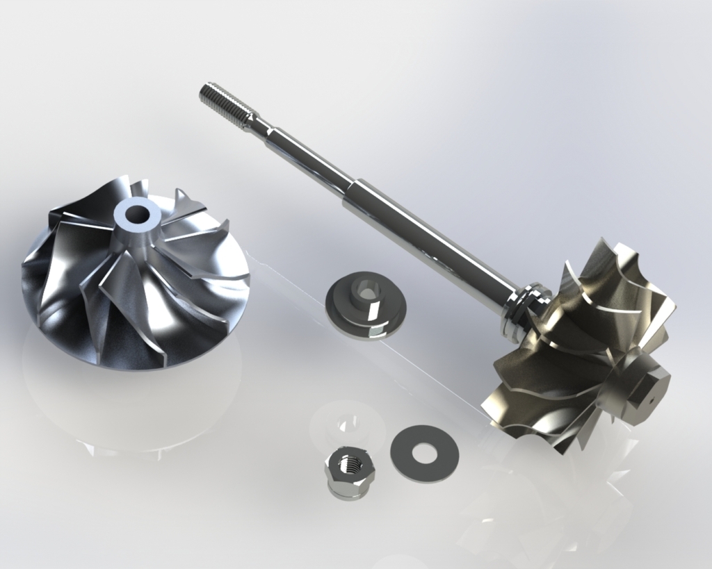 turbocharger shaft wheel assembly | Cad Crowd turbocharger shaft wheel assembly