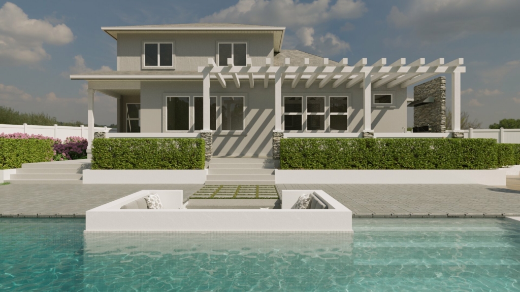 wide angle exterior with pool | Cad Crowd wide angle exterior with pool