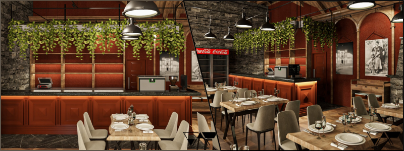 3d interior restaurant design