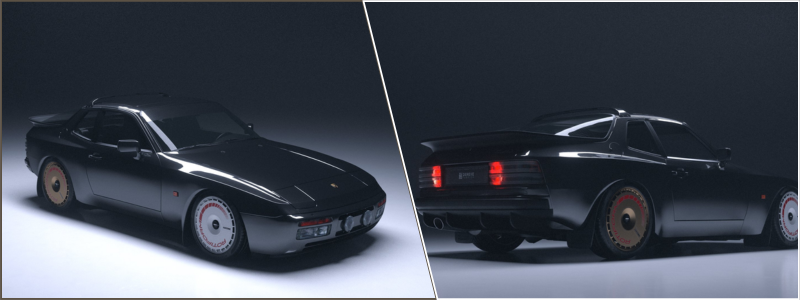Porsche 944 custom 3d car rendering