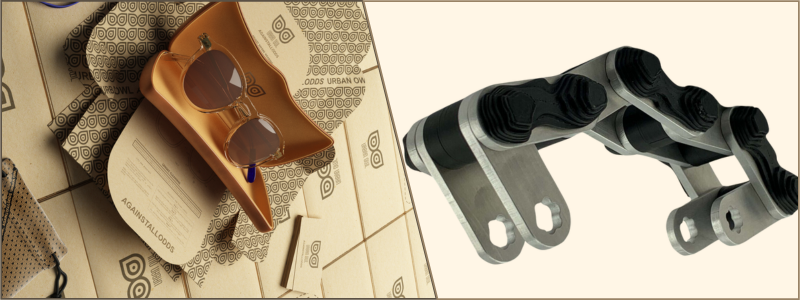 product visualizations of a stylish sunglass brand and a modified rigging bag holder