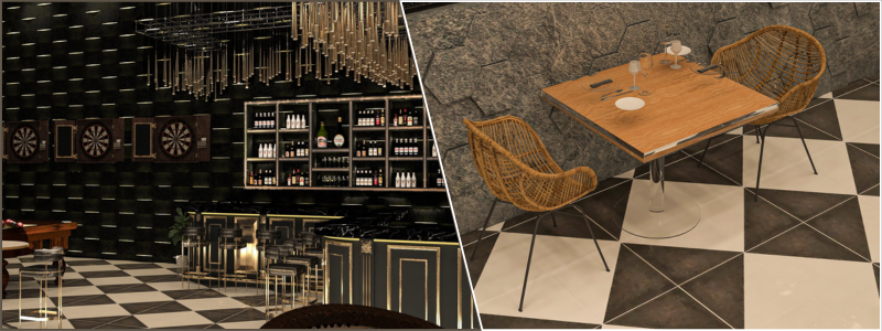 rooftop restaurant 3d interior rendering