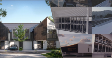 3D architectural visualization of a home and a variety of structures