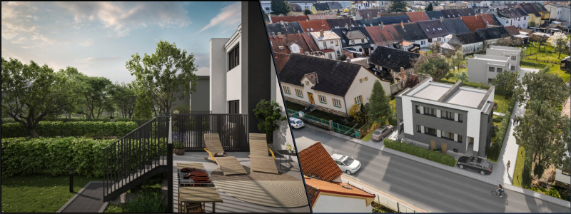 3D architectural visualization of a patio and suburb | Cad Crowd 3D architectural visualization of a patio and suburb