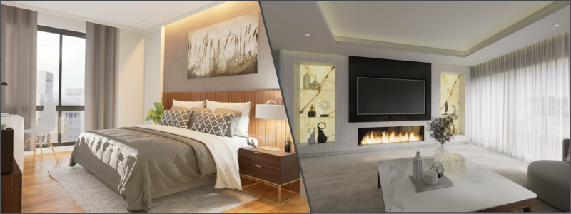 3D condo and apartment interior examples