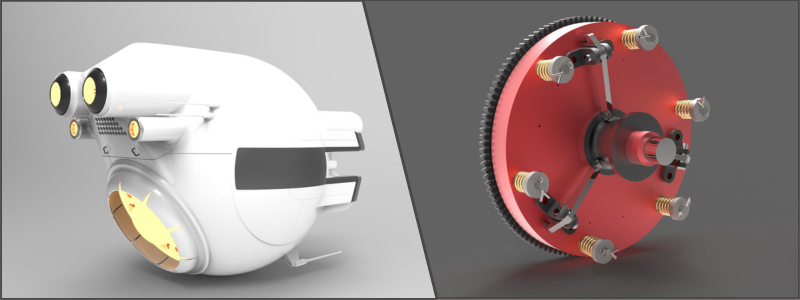 3D modeling examples of a drone and clutch assembly