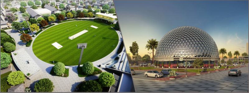 3D visualizer of a stadium and a dome