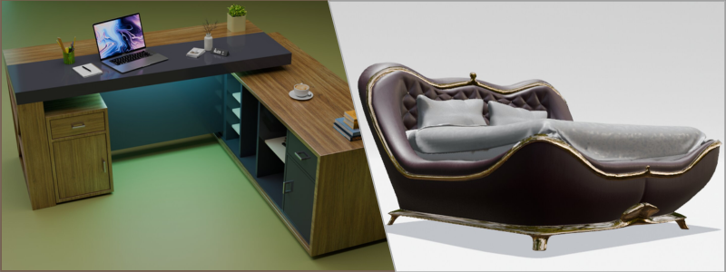 3D product design of a high quality office desk and luxury king sized bed | Cad Crowd 3D product design of a high quality office desk and luxury king sized bed