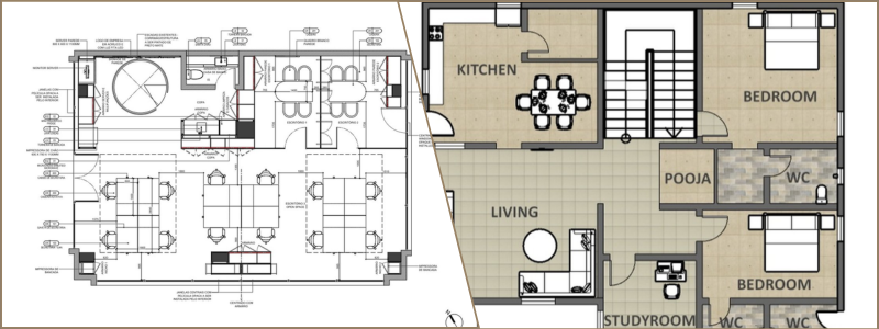 Architectural drafting of floor plans