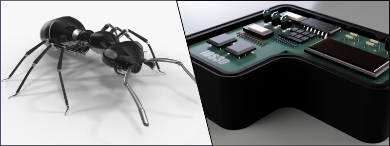 AutoCAD design of an ant-like robot and PCB senders | Cad Crowd AutoCAD design of an ant-like robot and PCB senders