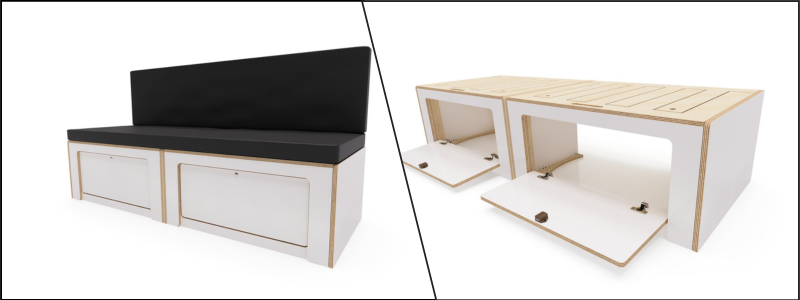 product design of a convertible bed and couch