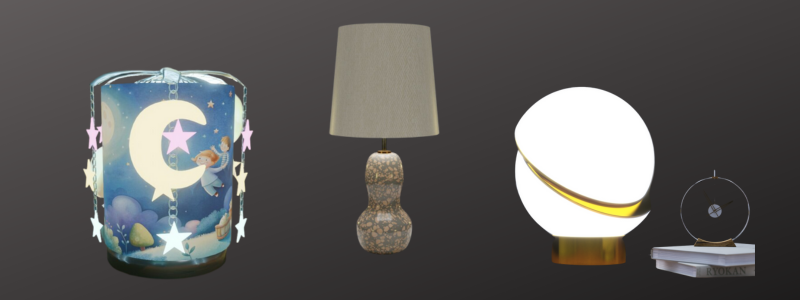 CAD design and 3d rendering of lamps including night lamps