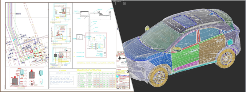 CAD rendering of plumbing and optimization for augmented and virtual reality
