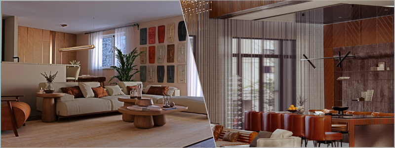 living room 3D rendering examples