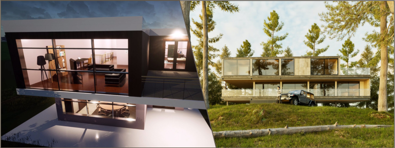 3D modern home rendering examples