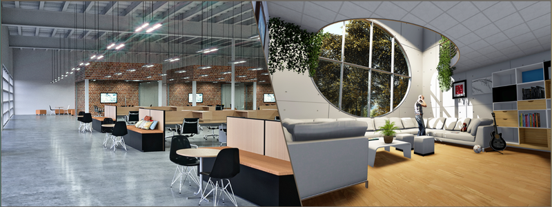3D rendering of an office space and studio | Cad Crowd 3D rendering of an office space and studio