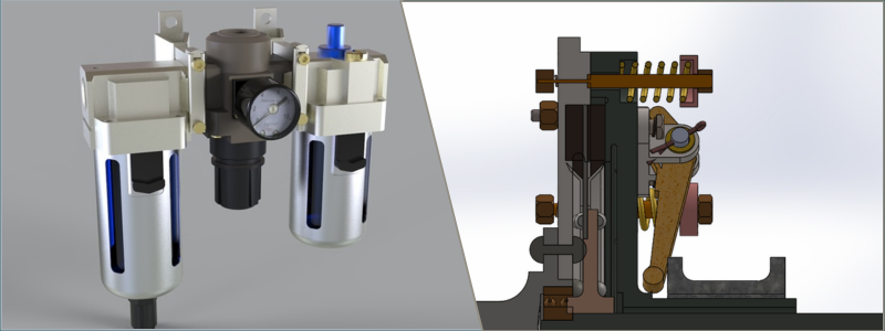 3d air filter and general assembly rendering examples