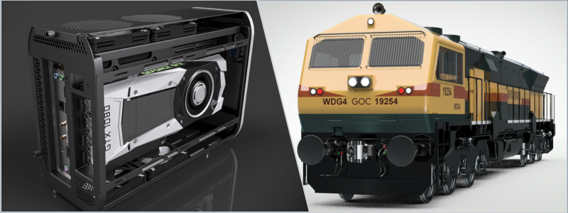 ITX mini case and train ram 3d rendering examples