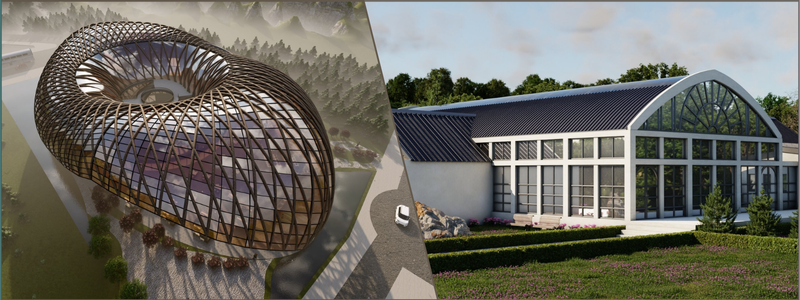 Structural design of an amphitheater and event hall