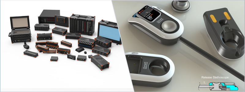 example of a product line from concept to completion and an open concept for a smart stethoscope