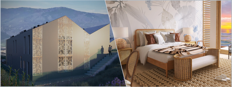 examples of design-build renderings including a bohemian styled home