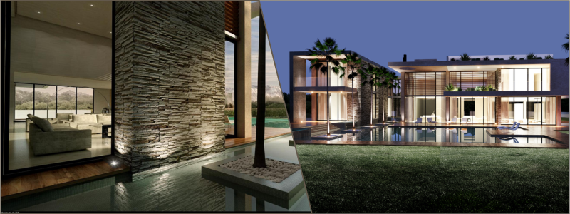 living room villa and side view example | Cad Crowd living room villa and side view example