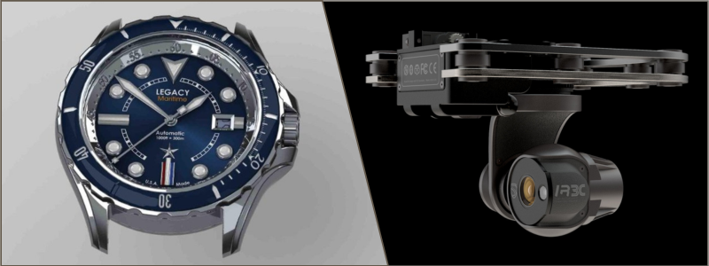 product design of a watch and aerial gimbal