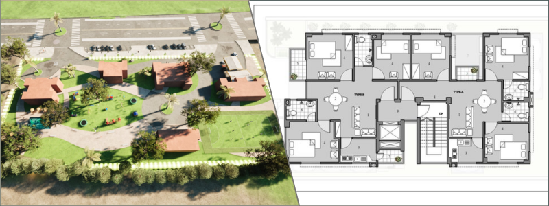 3D architectural site plan rendering and floor plan drawings by Cad Crowd architectural design experts