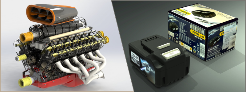 Engineering design of a V12 engine and power batteries through Cad Crowd design services
