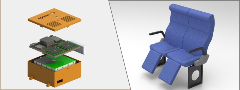 Product design of an electronic device enclosure and ergonomic bus seats by Cad Crowd design experts