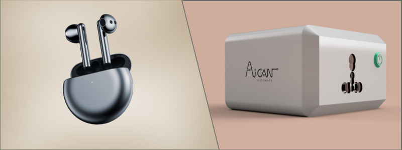 cost-effective product design of a wireless earphone and smart plug from Cad Crowd product engineering experts
