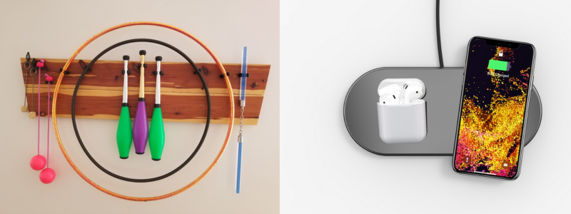 product design examples of a flow display and wireless charger