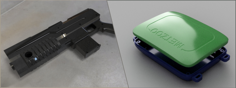 urethane casting design product example of a gel blaster and plastic enclosure