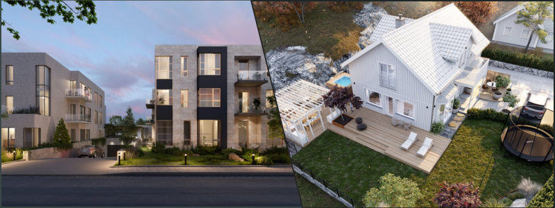 3D modeling of a suburban residential complex and garden site proposal by Cad Crowd architectural planning and design experts | Cad Crowd 3D modeling of a suburban residential complex and garden site proposal by Cad Crowd architectural planning and design experts