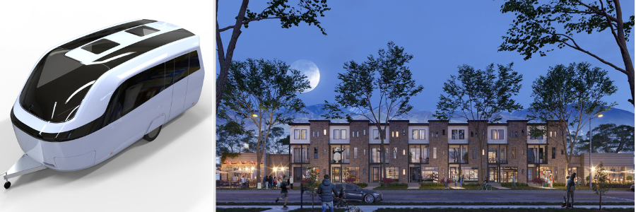 3D rendering of a caravan and a shopping complex by Cad Crowd design experts