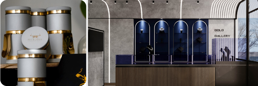 CAD design of cosmetic product packaging and jewelry store rendering by Cad Crowd design professionals