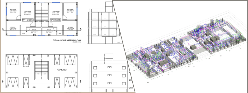Floor plan drafting and MEP services example design by Cad Crowd experts