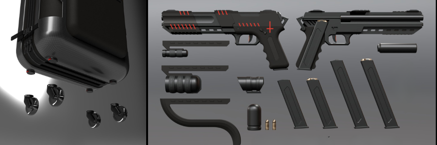 adjustible wheels on a carry bag and gun design by Cad Crod product designers | Cad Crowd adjustible wheels on a carry bag and gun design by Cad Crod product designers