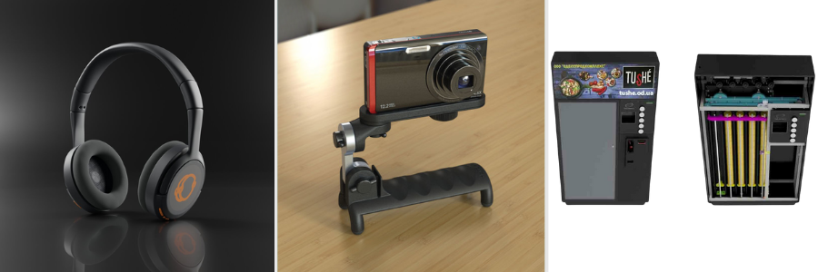 headphones camera and vending machine product design by Cad Crowd product designers