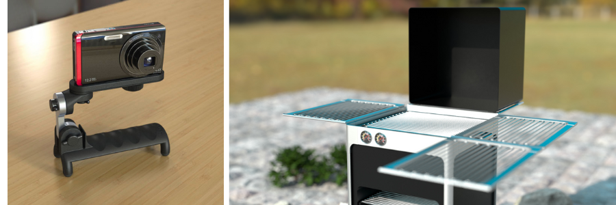 Product design of a camera and outdoor grill by Cad Crowd product development freelancers