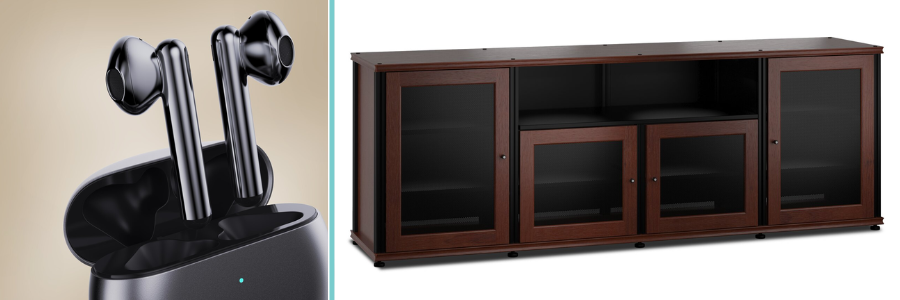 Cad Crowd design of a wireless earphone system and large TV stand by professional prduct designers